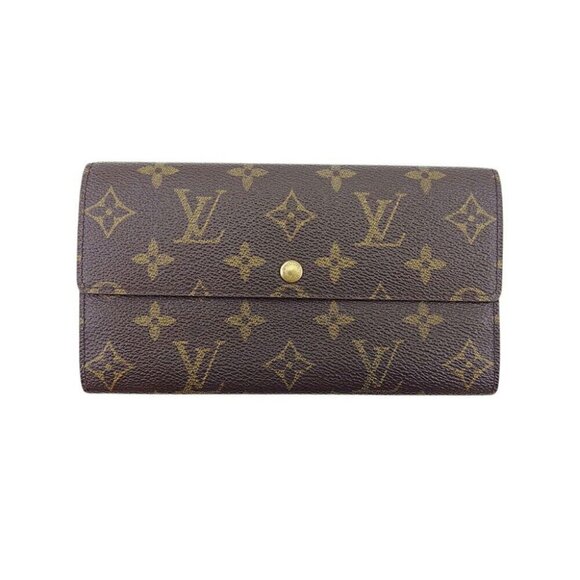 LOUIS VUITTON Long Wallet Monogram Beige Monogram Canvas Authentic USED - Picture 1 of 11